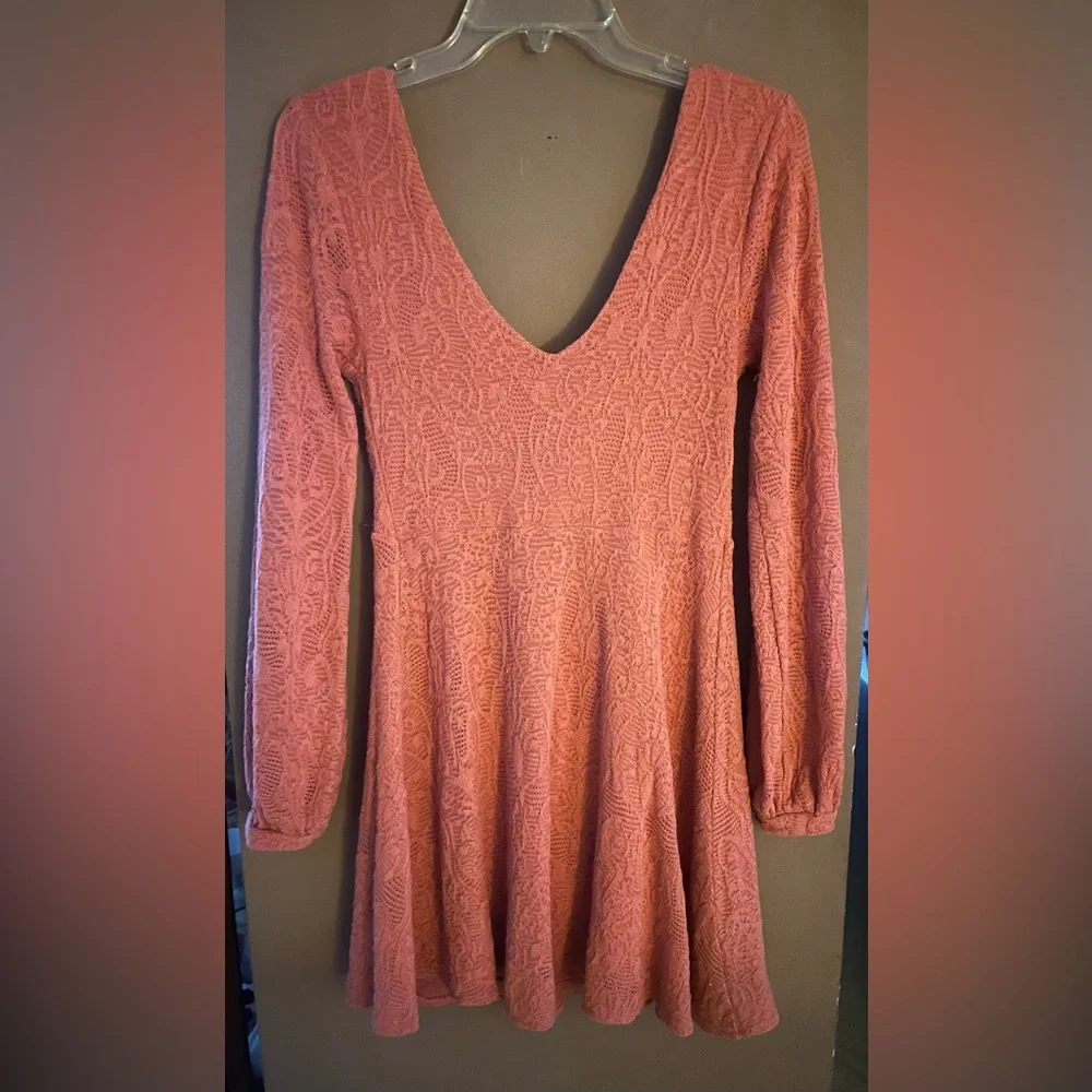 Hostess Pick 🥳💥 Chic Rust Textured Long Sleeve Dress by Free People